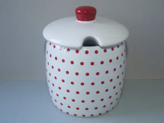 A Marks & Spencer Red Spotty Lidded Sugar Bowl/Preserve Pot ??