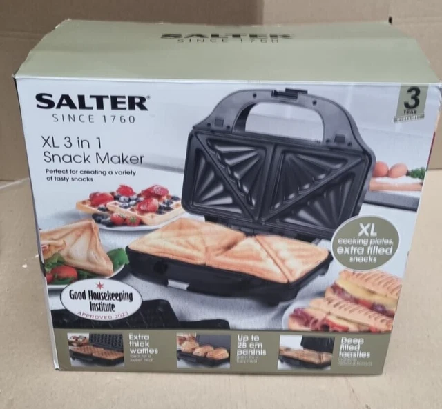 SALTER EK2143 3IN1 Snack Maker Deep Fill Waffle Iron, Sandwich Panini Press £29.59 PicClick UK