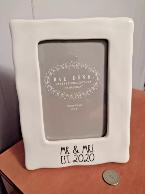 Rae Dunn MR&MRS Est. 2020 4x6 Photo Frame White Ceramic