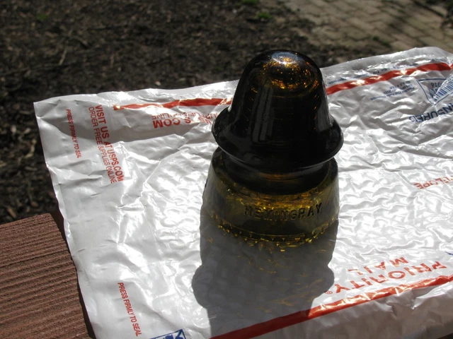 Awesome Olive Amber CD 162 Hemingray 19 SDP Signal Glass Insulator