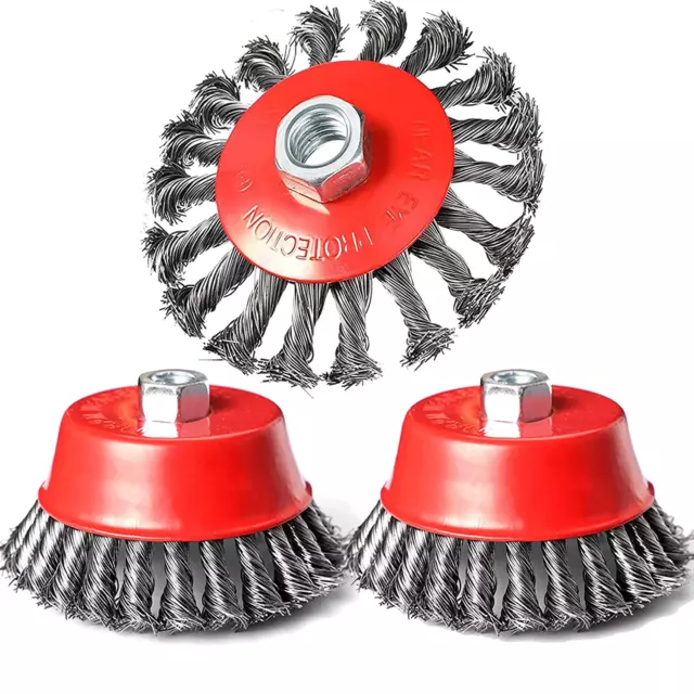 4 Inch Wire 3 Pack Wire Wheels for 4 1/2 Angle Grinder Brush Set for Grinder,