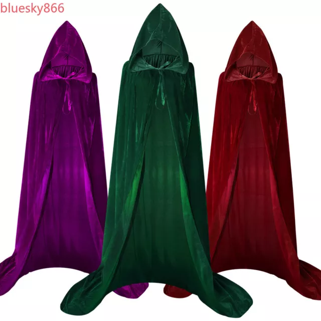 Hot Cloak Hooded Velvet & Satin Cape Renaissance Clothing Medieval Costume