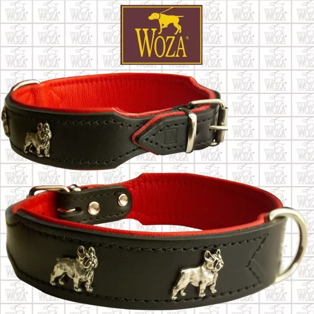 WOZA Premium Hundehalsband Französische Bulldogge Lederhalsband Vollleder O21013