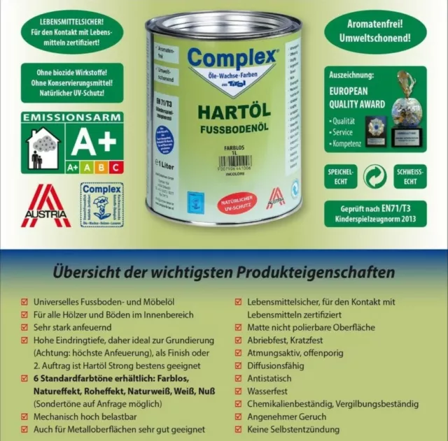 20 €/L Complex - Hartöl - Fußbödenöl - Holzöl leinölfrei 25 Liter
