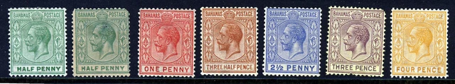 BAHAMAS KG V 1921 to 1937 Wmk Multiple Script CA Part Set SG 115 to SG 124 MINT