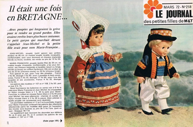 Page De Poupée Marie-Françoise Michel - Magazine Modes Et Travaux Juillet 1969 - Occasion