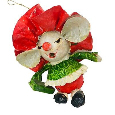 ANTHROPOMORPHIC Mouse Vintage Christmas Caroler Ornament Paper Mache Animal