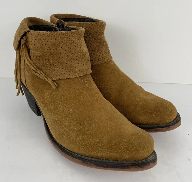 Reba Womens Suede Booties Boots by Justin Boots Brown Suede Fringe Size 10