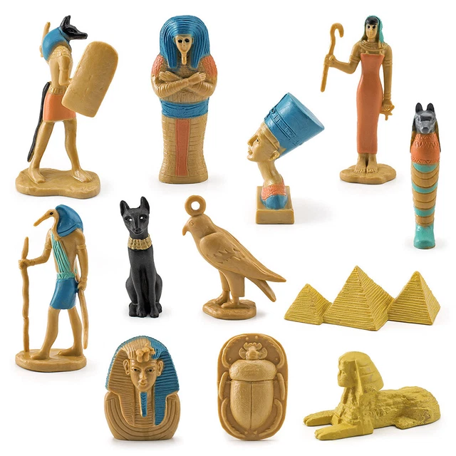 12X ANCIENT EGYPT Egyptian God Goddess Figurines Set PVC Miniature