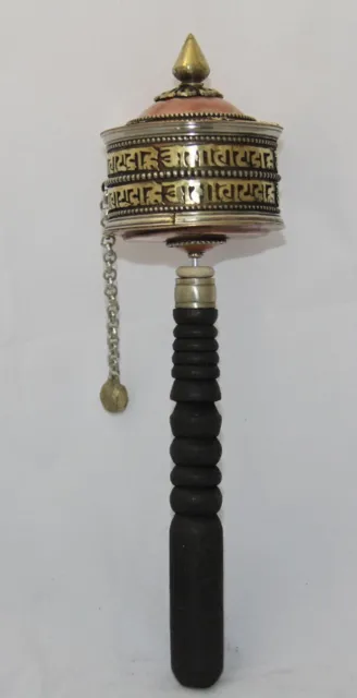 Tibetan Buddhist Handcrafted Hand Spinning Prayer Wheel Handheld ~ Nepal -HSM-3A