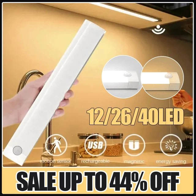 LED PIR MOTION Sensor Strip Light Magnetic Cabinet Closet USB ...