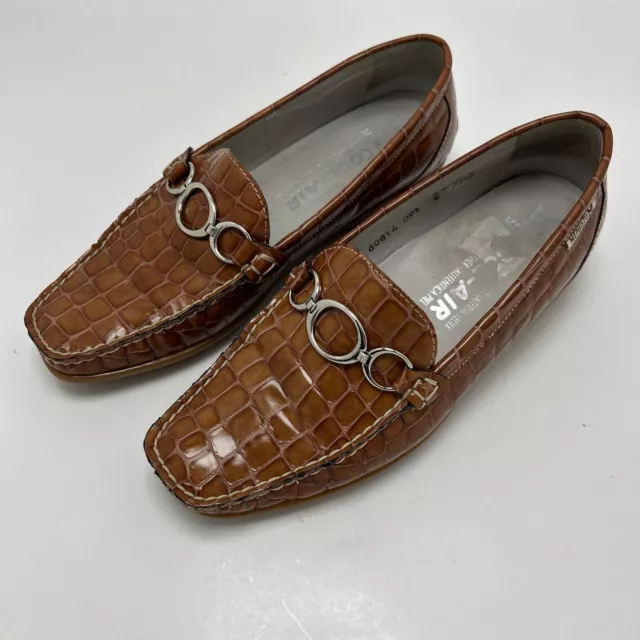 Mephisto Tan Brown Crocodile Caiman Bit Comfort Loafers Womens Size 6 1/2