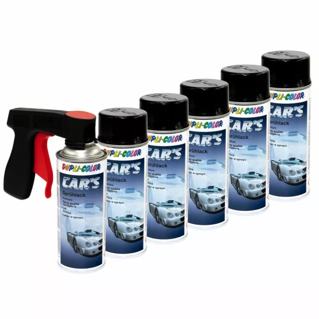 Pintura Spray Laca 6 x400ml Dupli Negro Brillante Con Empuñadura de Pistola