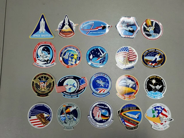 Lot of (20) Vintage NASA Space Shuttle Space Lab Shuttle Missions STICKERS i4