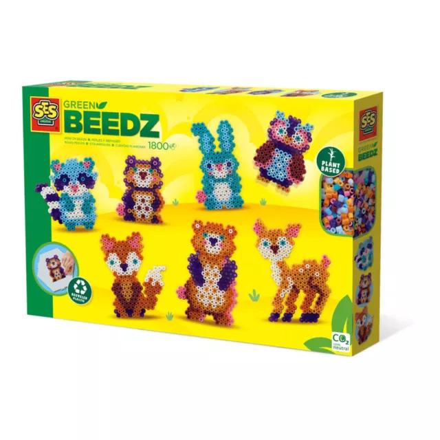 SES CREATIVE Beedz Forest Animals Green 1800 Iron-on Beads Mosaic Art Kit