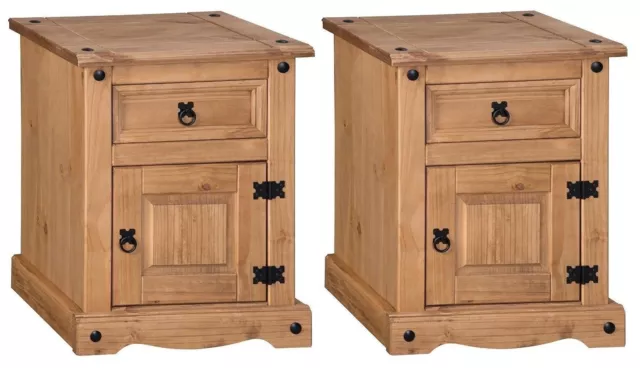 Corona Bedside Chunky 1 Door Pot Table Cabinet Pine x2 by Mercers Furniture®