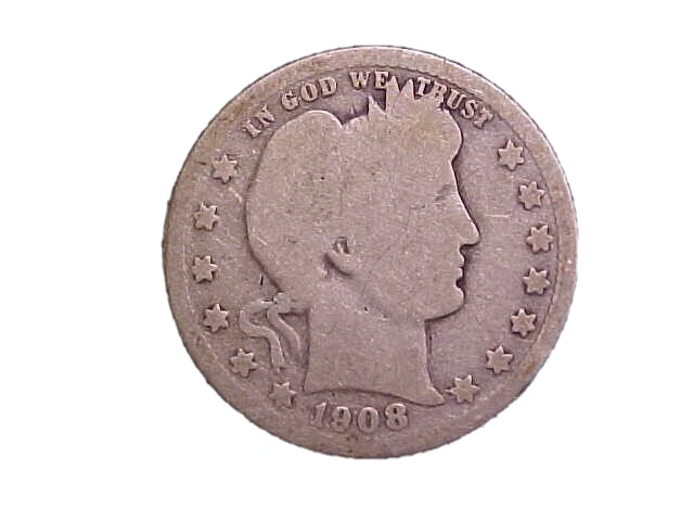 1908-O Barber Silver Quarter -  Nice Tougher Date Circ Collector Coin!!-d9803hxx