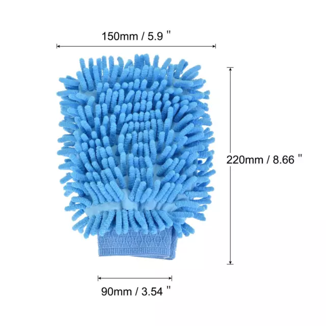 Guante de lavado de oruga de doble cara de microfibra para limpieza, azul 2