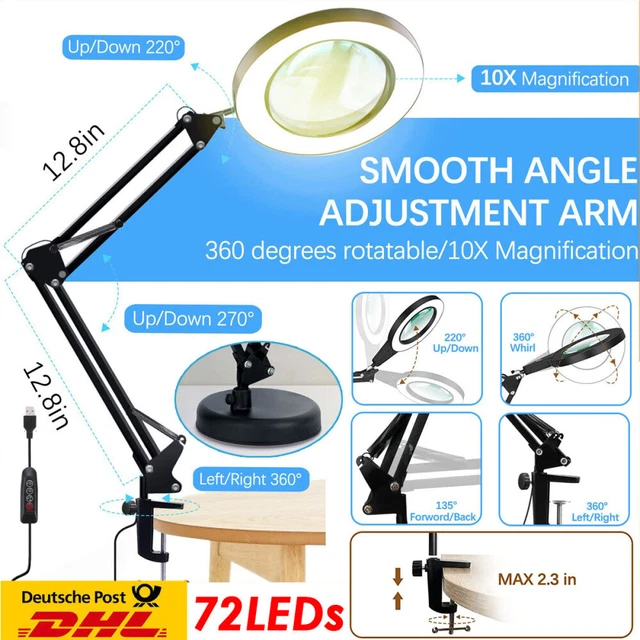 Lampada a lente di ingrandimento LED 10 x diottrie luce da lavoro lampada a lente di ingrandimento lente di ingrandimento luce fredda cosmetici