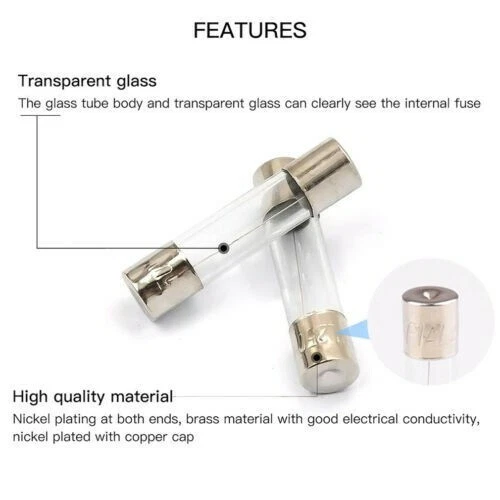 Verre Tube Fusible Rapide-Coup Agissant Kit Fusion Rapide Fournitures 0.2A-20A