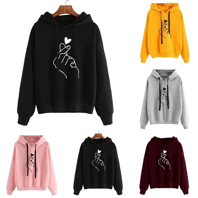 Donna Larga Felpa Camicetta con Cappuccio Moda Pullover Felpe Top Casual