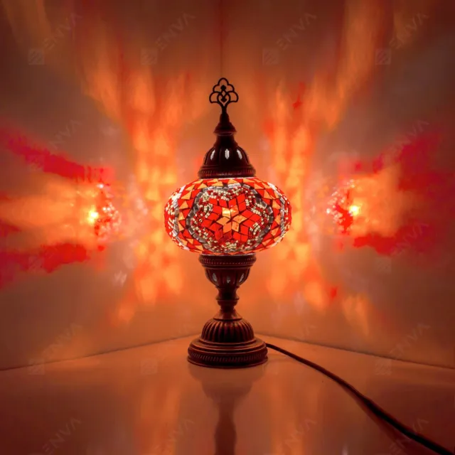Turkish Moroccan Style Mosaic Table Handmade Tiffany Desk Lamp Light Large Globe