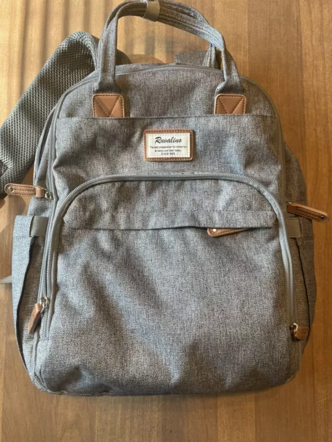 Ruvalino Multifunction Travel Diaper Bag Backpack Back Pack, Brown Gray Grey