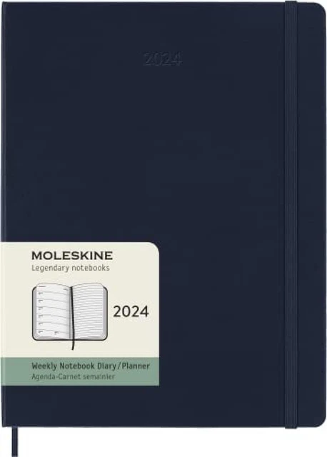 (TG. Extra Large) Moleskine Agenda Settimanale con Spazio per Note 12 Mesi 2024,