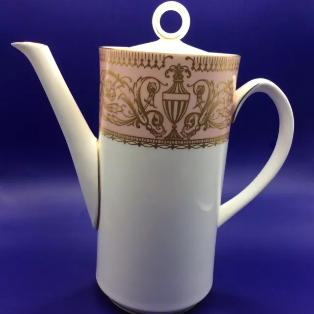 Royal Worcester Bone China Coffee Pot  Balmoral Design Decorated Gold - Pink