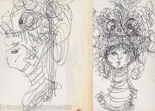 Balinese Dancer Headdress Original Vintage Hal George Costume Design Sketches
