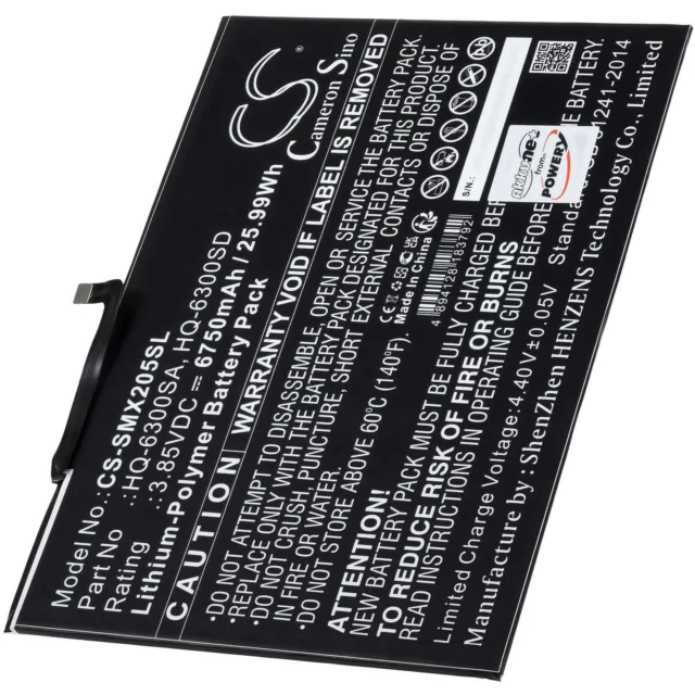 Batteria per Tablet Samsung SM-X200 SM-X205 3,85 6750mAh/26Wh Li-Polimero Nero