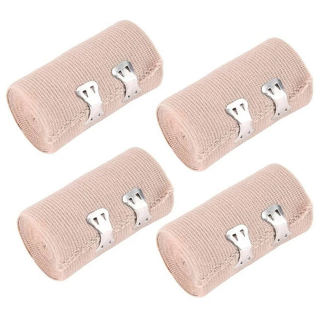 4 piezas Vendaje Elástico Rodillo Enrollador 4,5 M X 10 Cm Compresión Vendaje D9L6