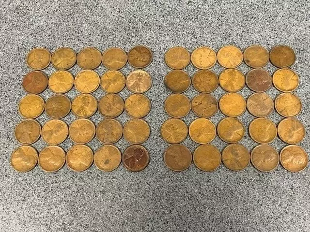 Full Roll (50) 1909 P United States Average Lincoln Wheat Pennies
