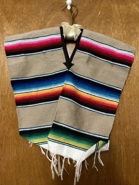KIDS Traditional MEXICAN PONCHO ONE SIZE FITS ALL Blanket Serape ARTESANIAS￼