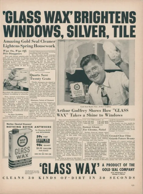 1949 Gold Seal Glass Wax Cleaner Vintage Print Ad Arthur Godfrey Radio Star L2