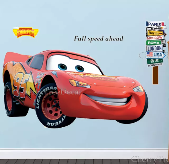EXTRA LARGE DISNEY Cars LIGHTNING MCQUEEN Wall Stickers Kids Boys Bedroom  Decal £8.85 - PicClick UK