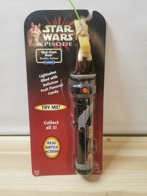 1999 Star Wars Episode 1 Qui-Gon Jinn Battle Saber with Candy. New on Card.