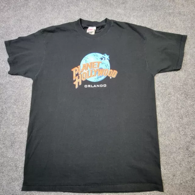 Vintage Planet Hollywood Orlando Mens T Shirt Extra Large Black 100% Cotton 1998