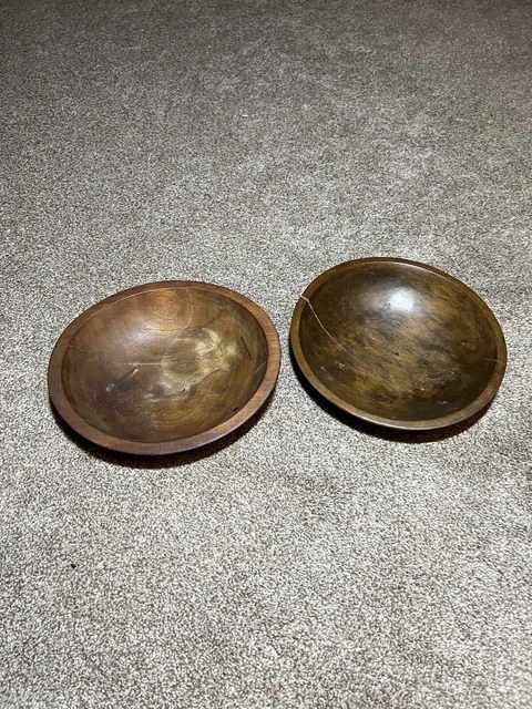 Lot of 2 Vintage Munising 9.5  and 8.5 Oval Wooden Bowls.