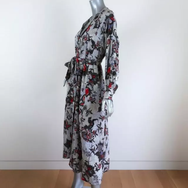Isabel Marant Midi Dress Olympia White/Multi Printed Silk Size 34 Long Sleeve 3