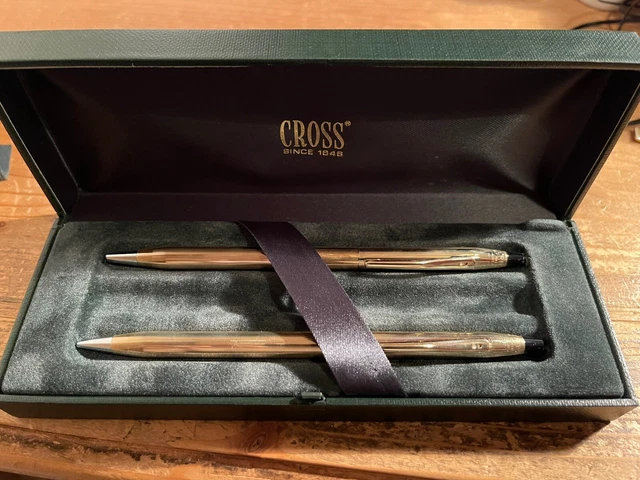 Unused Vintage Cross Pen & Pencil Set, 10KT Rolled Gold.