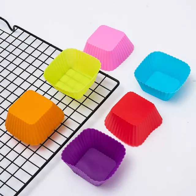 6 pièces tasses à pâtisserie réutilisables moule à gâteau carré en silico