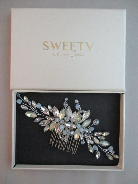 SWEET V Silver Bridal Hair Comb
