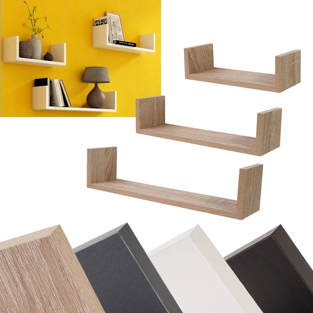 3 estante de pared tablero de pared estante colgante libros CD aspecto madera flotante selección de colores 3 estante de pared tablero de pared estante colgante libros CD aspecto madera flotante selección de colores