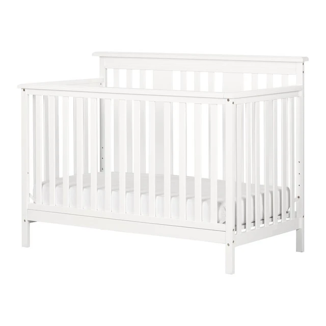 Cotton Candy Baby Crib 4 Heights with Toddler Rail, Pure White