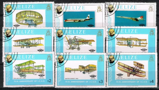 Belize Aviation Famous Aircrafts History lot long 9 timbres 1979