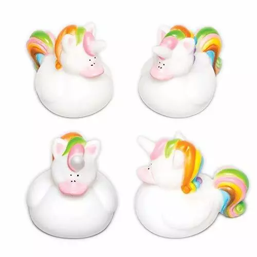 Baker Ross Rainbow Unicorn Rubber Ducks (Pack of 4) For Kids Party Bag Fillers 2