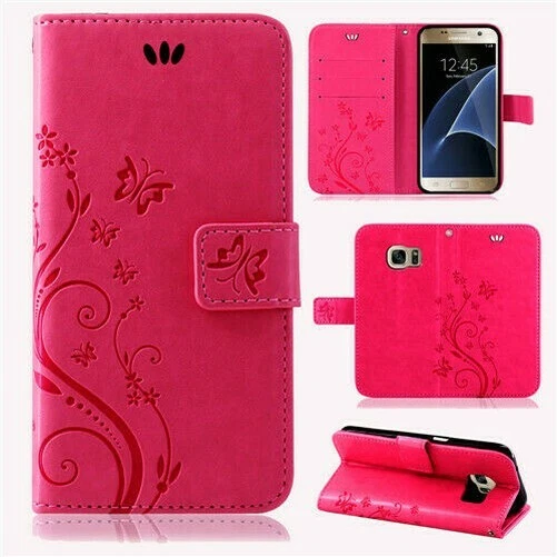 Étui Portable pour Samsung Coque Téléphone Fleurs Rabattable Portefeuille Housse 4