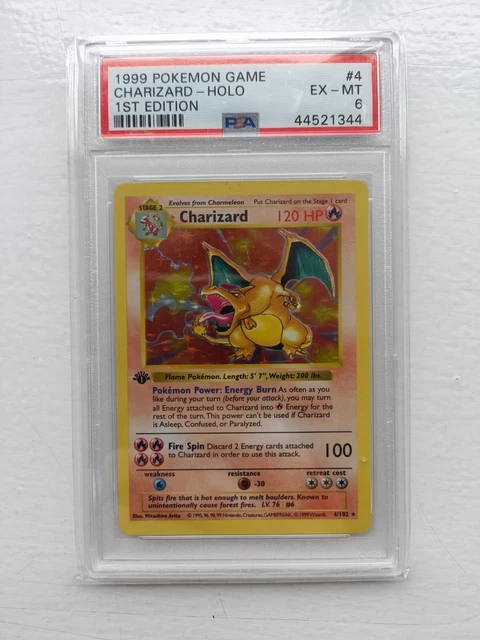 1999 Pokemon Charizard 1st Edition Base Set Shadowless Psa 6
