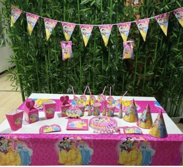 Disney Princess Party Supplies Birthday Tableware decorations- bunting banners